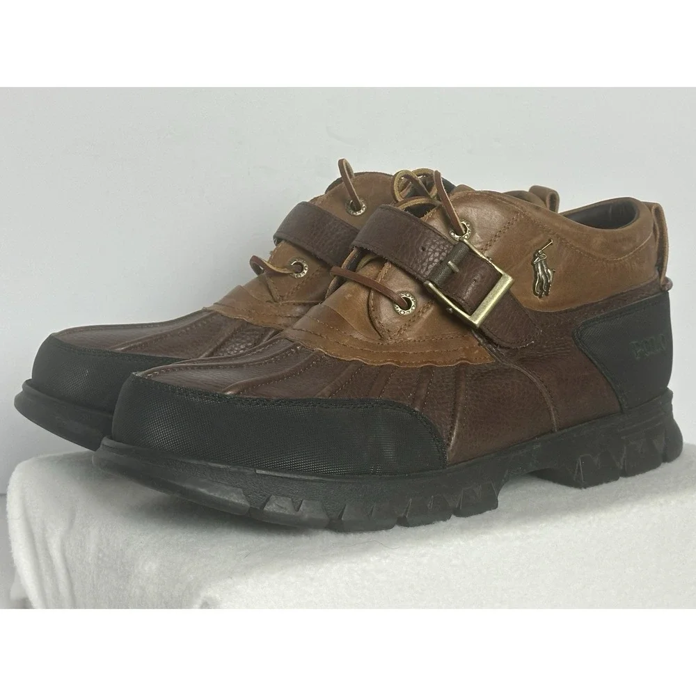 POLO Ralph Lauren Dover III Duck Boots Men's 13 D Two Tone Brown Leather 14323